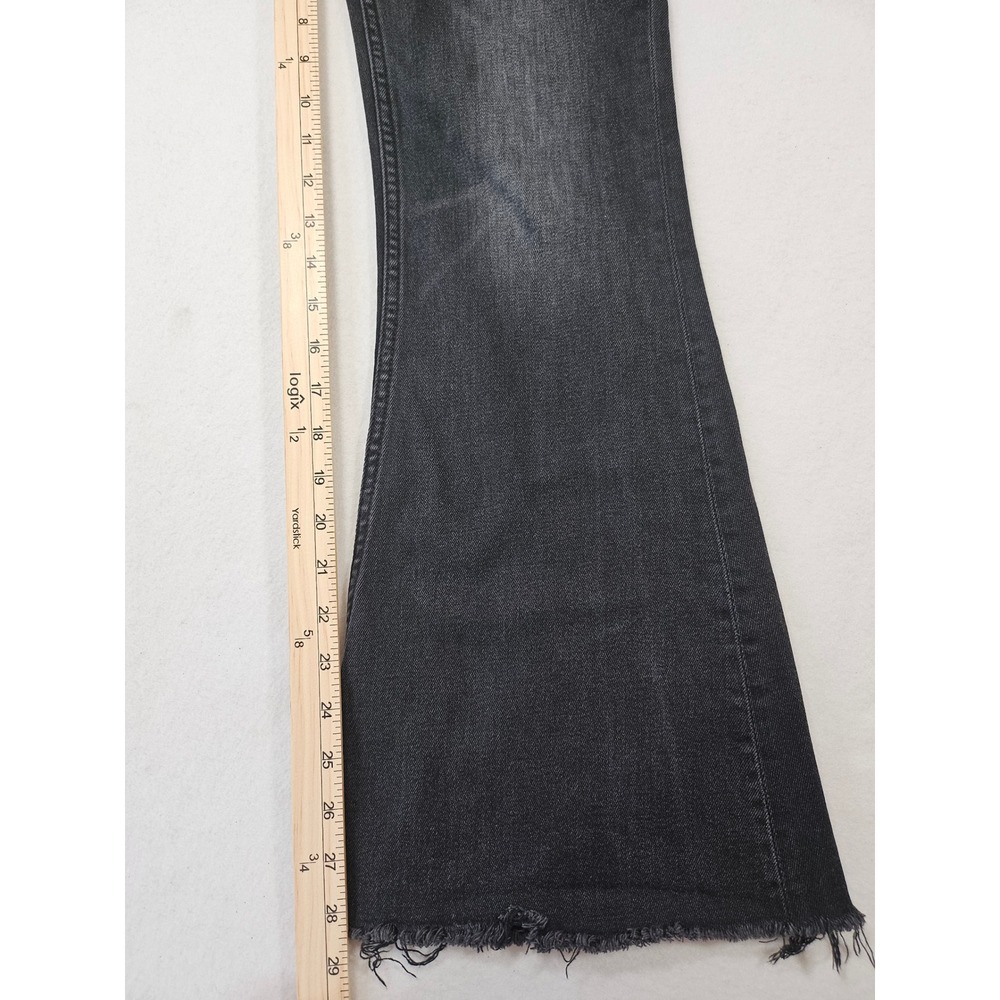 Driftwood Tess High Rise Flare 70s inspired Black Button Fly Raw Hem Size 29 - Picture 11 of 16